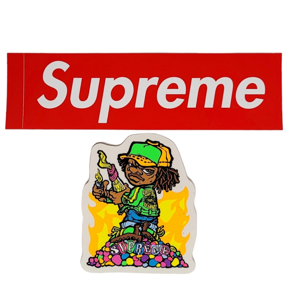 (2) NEW Authentic Supreme Andy Howell Molotov Kid / Box Logo Sticker